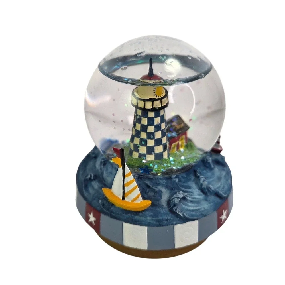 Yankee Candle Jar Topper Lighthouse Glitter Stars Globe Nautical Sailboats Blue